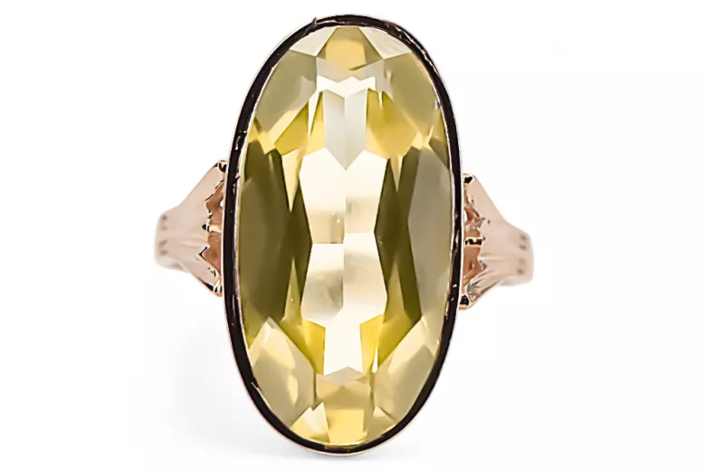  Žlutý peridot Originální Vintage 14k z růžového zlata Vintage style vrc113r